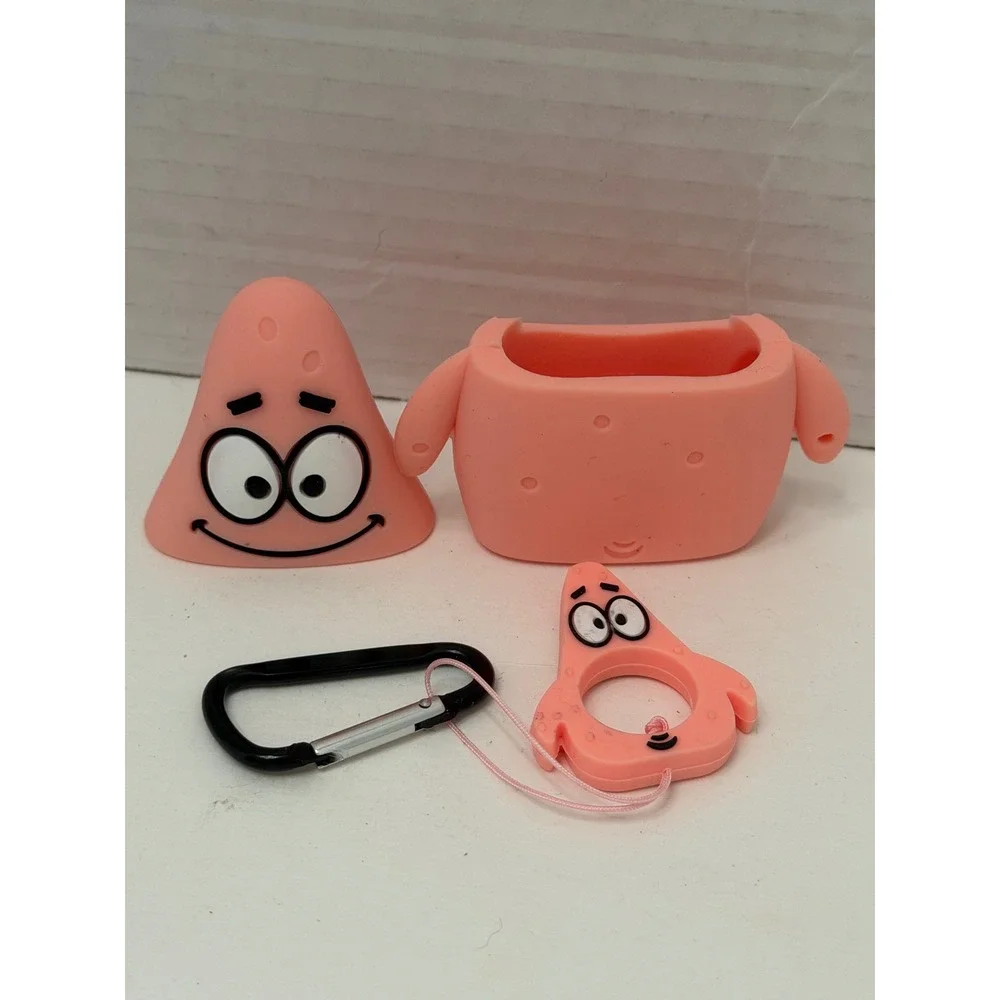 Patrick Star SpongeBob Silicone AirPods Case Cover with Carabiner Pink Ring